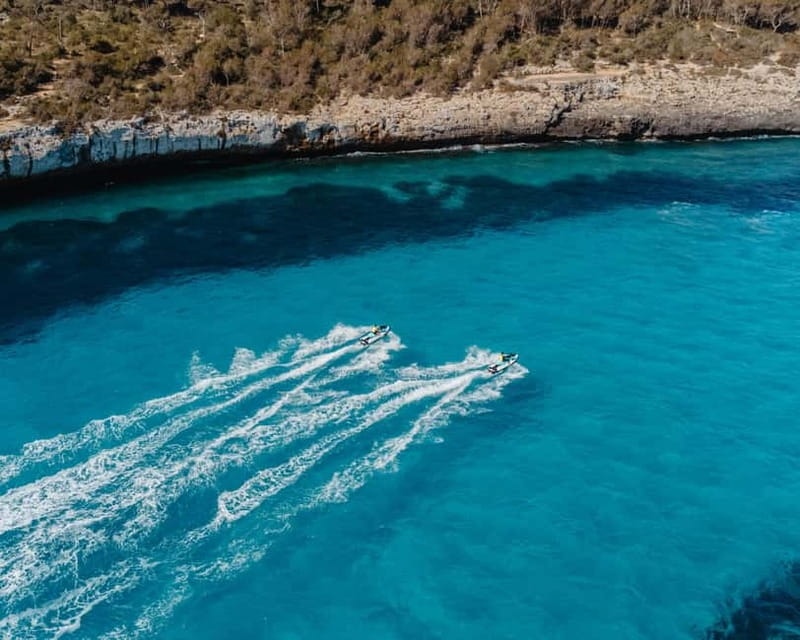 Cala d'Or | Jet Ski Tour 1 hour along southeast coast. - Leaving Cala dOr Marina, with a “first time” friendly setup