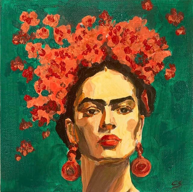 Mallorca/Porto Cristo: Paint your own Frida Kahlo - The 3-hour acrylic portrait flow, from blank canvas to Frida you made