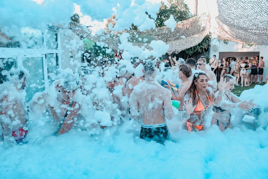 Mallorca: Project X Pool & Foam Party with Drinks & Snacks - Foam cannon and the small pool setup, what to expect on the ground