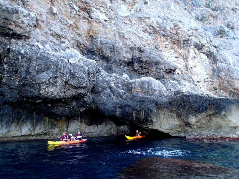 Pollença: Kayak Discovery – Snorkeling and Caves - Cliff jumps from the rocks, plus the option to skip